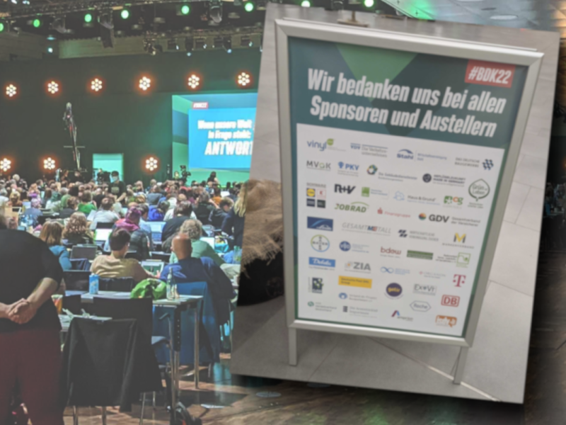 Grüne Sponsoren beim Parteitag in Bonn.