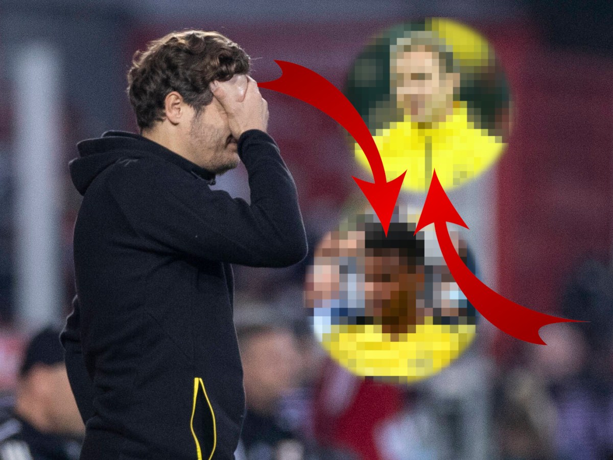 Borussia Dortmunds Trainer Edin Terzic schlägt die Hände vors Gesicht.