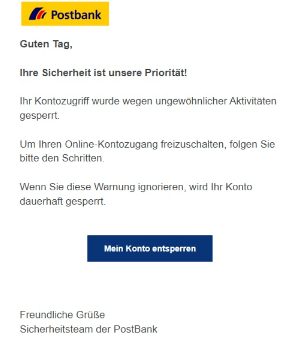 Postbank Phishing-Mail