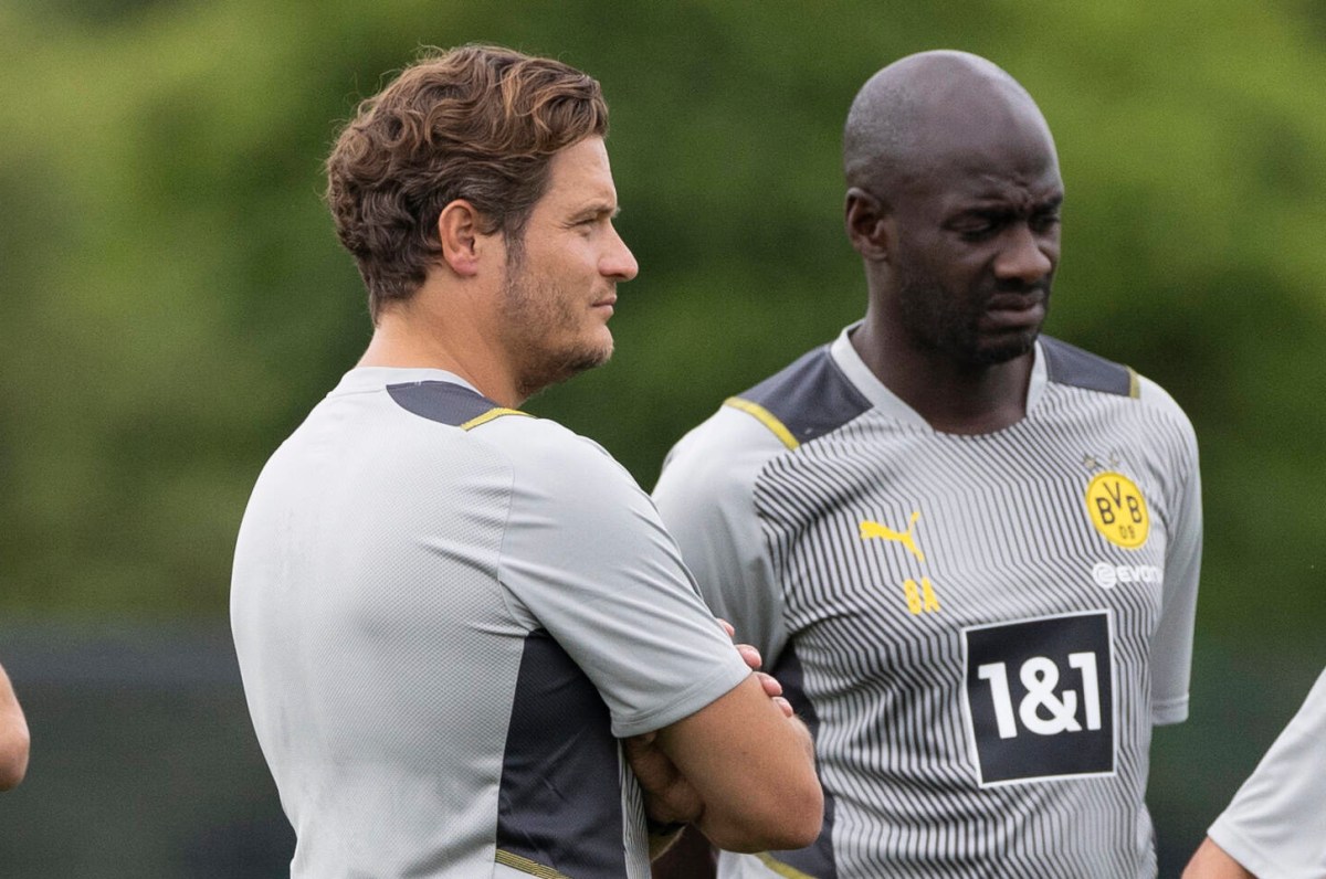 Otto Addo (r.) und Edin Terzic beim Training von Borussia Dortmund.