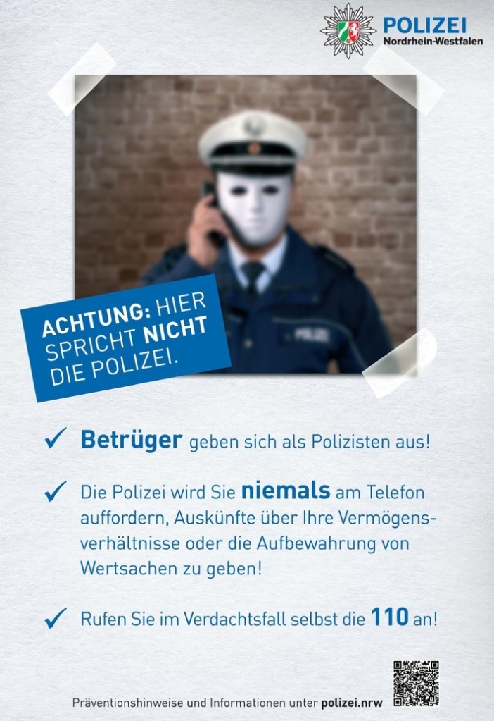 Infoblatt Polizei zu falschen Beamten