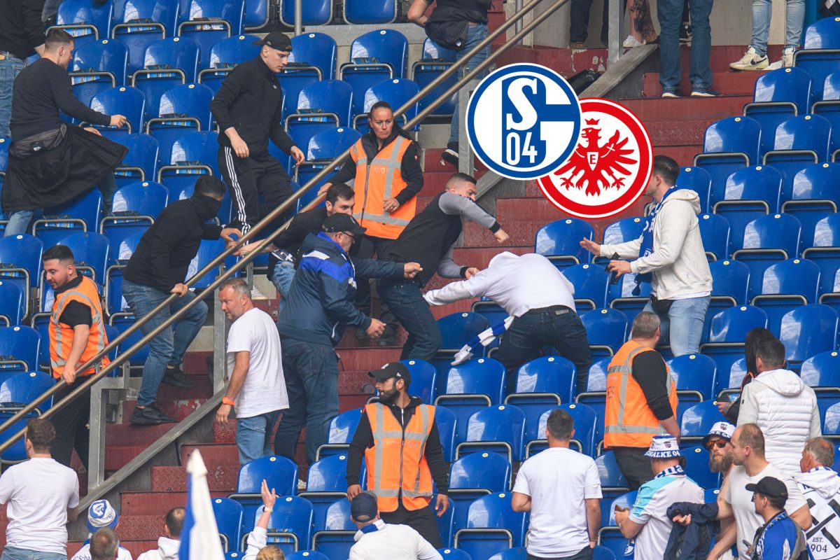 Nach der Partie Schalke 04 - Frankfurt kommt es zu Ausschreitungen.