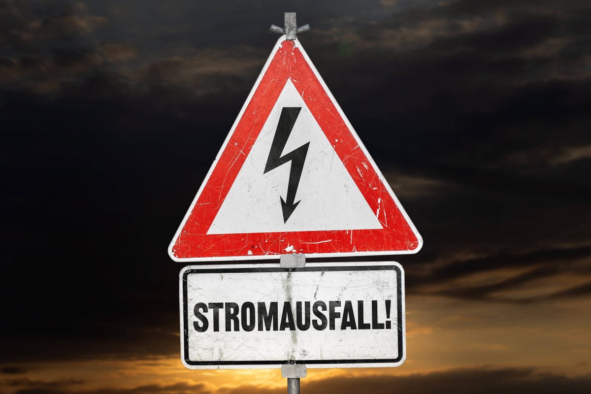 Stromausfall-Warnschild