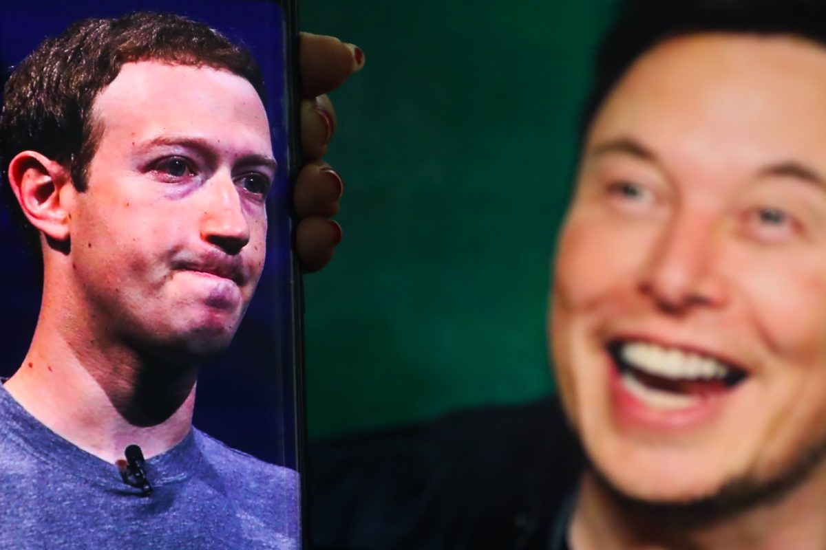 Mark Zuckerberg und Elon Musk sind in einer Fotomontage nebeneinander abgebildet.