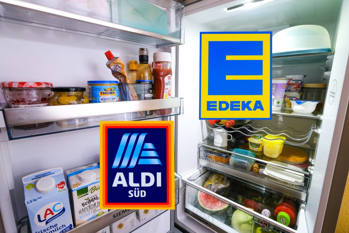 KÃ¼hlschrank voller Produkte von Aldi und Edeka