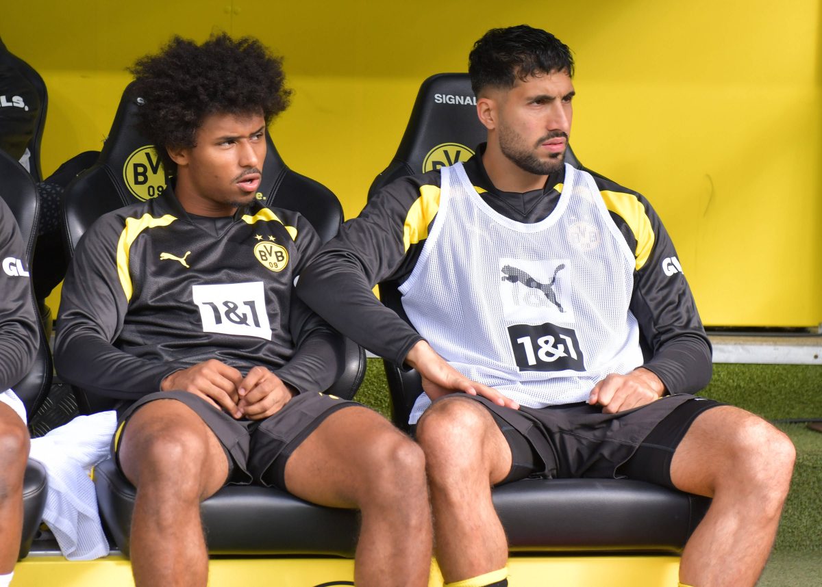 Borussia Dortmund: Karim Adeyemi und Emre Can auf der Bank.