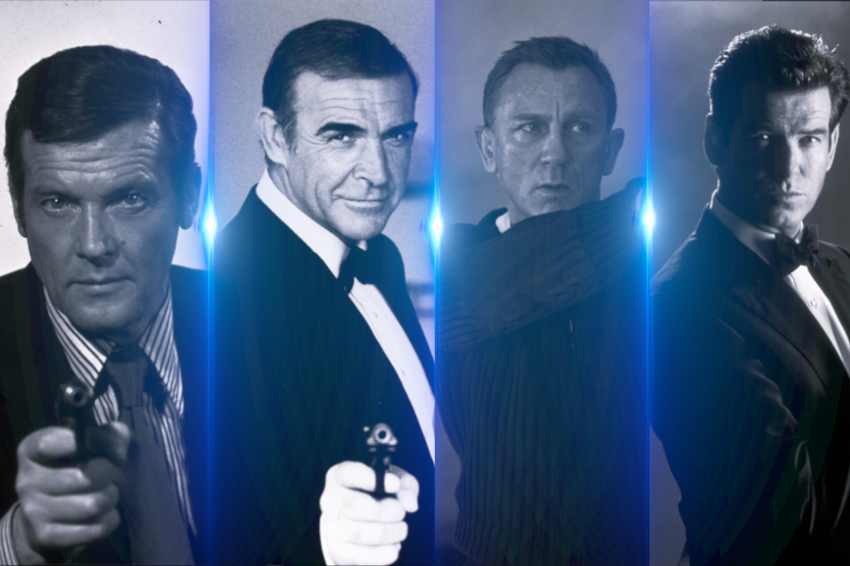 Vier verschiedene James Bond Darsteller.