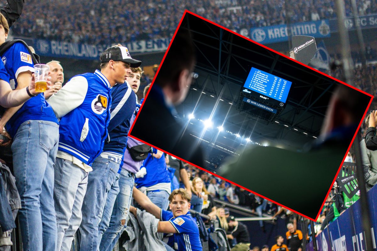 Bei diesem Anblick haben die Fans von Schalke 04 vor St. Pauli ein LÃ¤cheln im Gesicht.