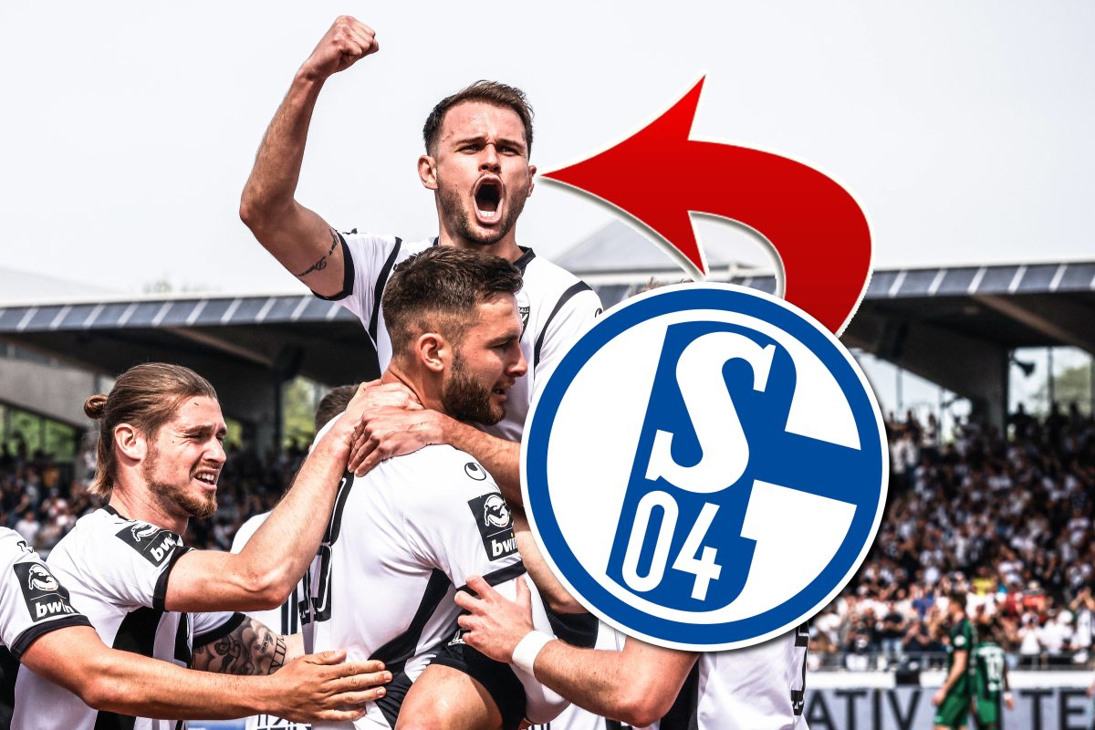 Ein Ex-Schalke-Spieler kommt nicht mehr aus dem Jubel heraus.