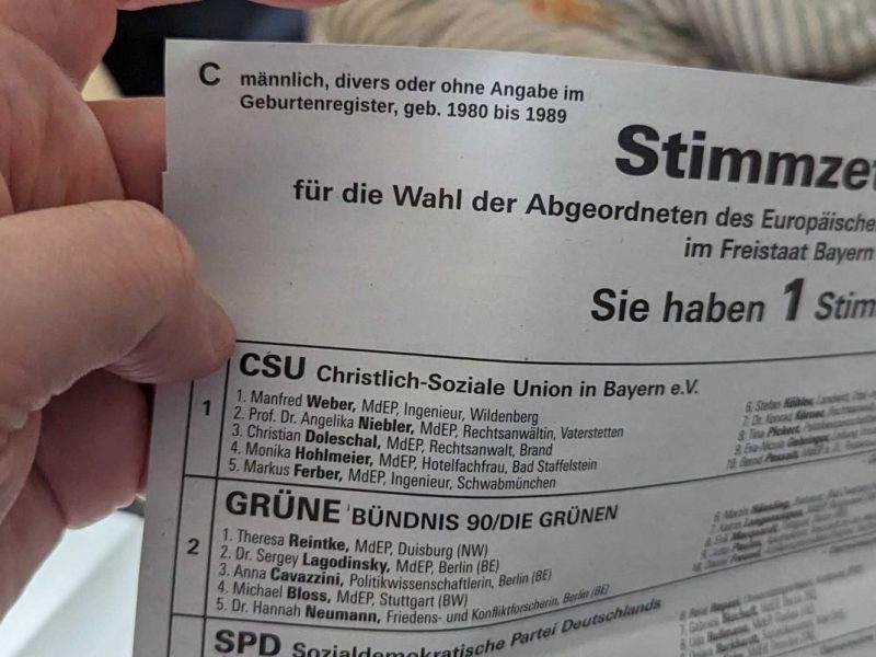 Sonderbare Angaben auf dem Wahlzettel zur Europawahl 2024.