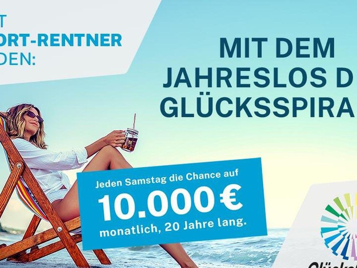 Ein Jahreslos der GlücksSpirale bietet Woche für Woche die Chance auf eine Rente ab sofort. Gleichzeitig wird aus den Erträgen das Gemeinwohl gefördert.