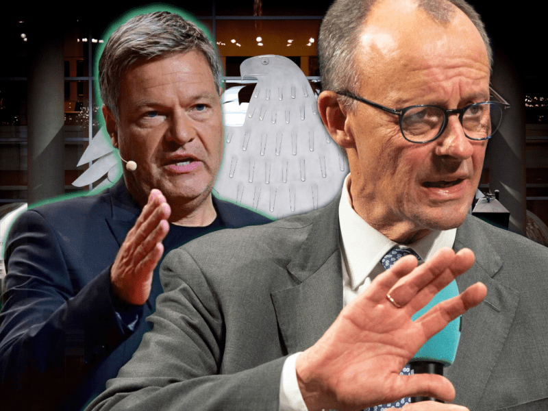 Friedrich Merz und Robert Habeck stehen im Mittelpunkt der Migrationsdebatte.