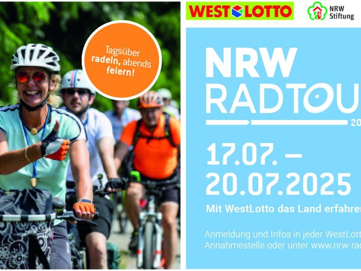 Im Sommer 2025 laden WestLotto und die Nordrhein-Westfalen-Stiftung zum 15. Mal zur beliebten NRW-Radtour für Freizeitradler ein.